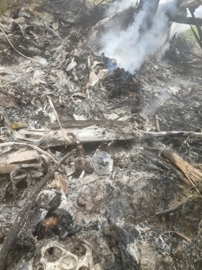 Helicopter crashed on Kedarnath route in Rudraprayag. Photo- Information Department Rudraprayag